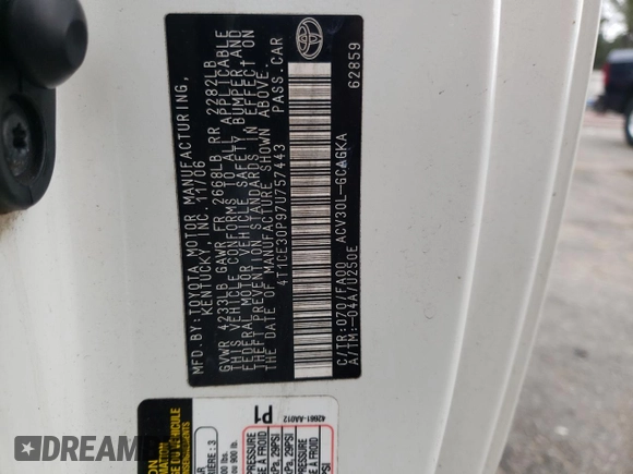 2007 Toyota Solara SE with VIN 4T1CE30P97U757443, listed as a Copart auction lot 47577155 with 184,134 mi miles and Salvage Title. Bid and sale history available at carsss.com. Image 12.
