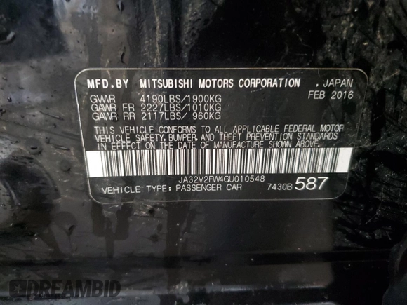 2016 Mitsubishi Lancer SE with VIN JA32V2FW4GU010548, listed as a Copart auction lot 63194714 with 178,218 mi miles and Non Repairable. Bid and sale history available at carsss.com. Image 12.