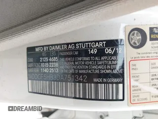 2013 Mercedes-Benz C 350 Sport with VIN WDDGF5HB3DA751342, listed as a IAAI auction lot 42367201 with 137,535 mi miles and . Bid and sale history available at DreamBid. Image 9.