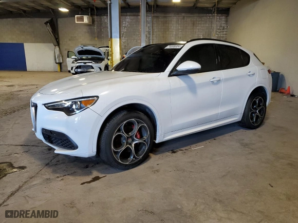 2021 Alfa Romeo Stelvio Ti with VIN ZASPAKBN4M7D00807, listed as a Copart auction lot 74008004 with 36,655 mi miles and Salvage Title. Bid and sale history available at carsss.com. Image 1.