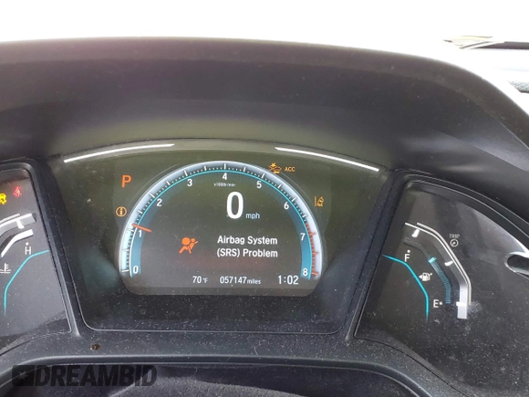 2019 Honda Civic LX with VIN 19XFC2F68KE007409, listed as a IAAI auction lot 41887406 with 57,147 mi miles and . Bid and sale history available at DreamBid. Image 7.