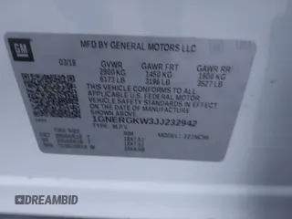 2018 Chevrolet Traverse LT Cloth with VIN 1GNERGKW3JJ232942, listed as a IAAI auction lot 41840374 with 96,701 mi miles. Bid and sale history available at carsss.com. Image 9.