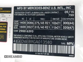 2016 Mercedes-Benz GLE 450 AMG с VIN 4JGED6EB9GA013580, выставлен на аукционе IAAI как лот 42183626 с пробегом 63 950 миль миль и . История ставок и продаж доступна на DreamBid. Изображение 9.