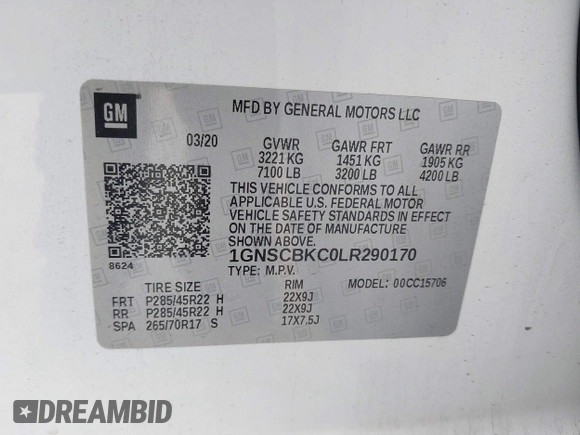 2020 Chevrolet Tahoe LT с VIN 1GNSCBKC0LR290170, выставлен на аукционе IAAI как лот 42129712 с пробегом 57 414 миль миль и . История ставок и продаж доступна на DreamBid. Изображение 9.