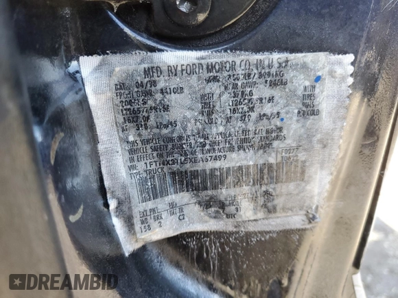 1999 Ford F-250 XL with VIN 1FTNX21L5XEA67499, listed as a Copart auction lot 50822095 with 480,067 mi miles and Salvage title. Bid and sale history available at DreamBid. Image 12.