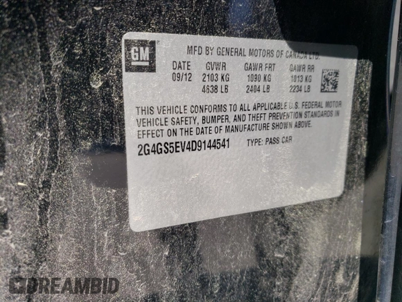 2013 Buick Regal Turbo Premium 1 with VIN 2G4GS5EV4D9144541, listed as a Copart auction lot 49885045 with 160,754 mi miles and Salvage Title. Bid and sale history available at DreamBid. Image 13.
