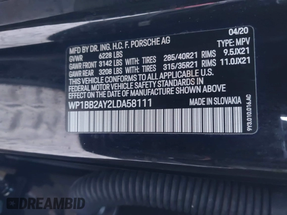2020 Porsche Cayenne S z VIN WP1BB2AY2LDA58111, wystawiony jako IAAI lot #41764496 z przebiegiem Nie podano mil oraz . Historia ofert i sprzedaży dostępna na DreamBid. Obrazek 9.