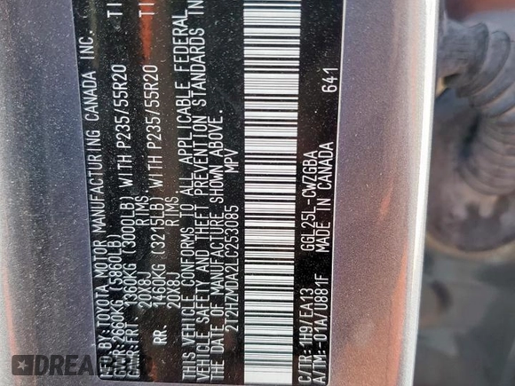 2020 Lexus RX 350 с VIN 2T2HZMDA2LC253085, выставлен на аукционе Copart как лот 57765055 с пробегом 54 939 миль миль и Списание • Salvage title. История ставок и продаж доступна на DreamBid. Изображение 14.