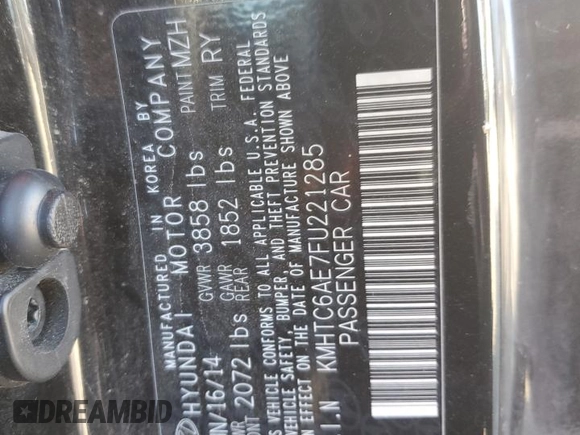 2015 Hyundai Veloster Turbo with VIN KMHTC6AE7FU221285, listed as a Copart auction lot 81598924 with 93,153 mi miles and Salvage title. Bid and sale history available at DreamBid. Image 14.