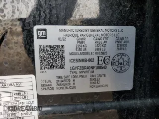 2022 Cadillac XT4 AWD Luxury with VIN 1GYFZBR40NF108540, listed as a Copart auction lot 79168974 with 19,202 mi miles and Salvage Title. Bid and sale history available at carsss.com. Image 14.