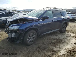 2023 Nissan Pathfinder SV with VIN 5N1DR3BA0PC205370, listed as a Copart auction lot 45671615 with 25,229 mi miles and Salvage Title. Bid and sale history available at carsss.com. Image 1.