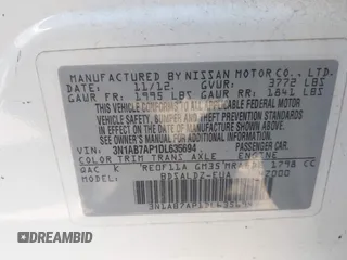 2013 Nissan Sentra SR with VIN 3N1AB7AP1DL635694, listed as a IAAI auction lot 41995144 with 95,037 mi miles and . Bid and sale history available at DreamBid. Image 9.