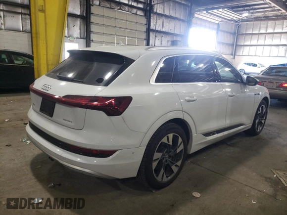 2021 Audi e-tron Prestige with VIN WA1VABGEXMB001869, listed as a Copart auction lot 52728573 with 26,110 mi miles and . Bid and sale history available at DreamBid. Image 3.