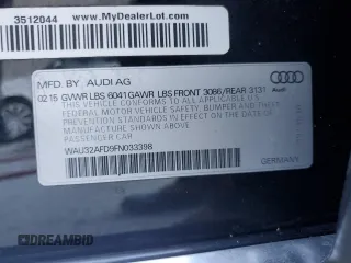2015 Audi A8 4.0T with VIN WAU32AFD9FN033398, listed as a Copart auction lot 87655925 with 134,712 mi miles and Salvage title. Bid and sale history available at DreamBid. Image 12.