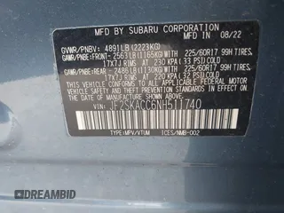 2022 Subaru Forester with VIN JF2SKACC6NH511740, listed as a IAAI auction lot 42559530 with Not provided miles and . Bid and sale history available at DreamBid. Image 9.
