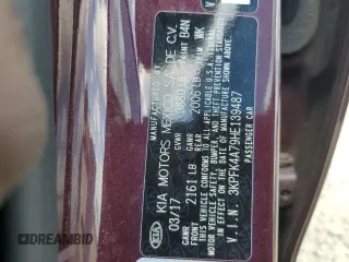 2017 Kia Forte LX with VIN 3KPFK4A79HE139487, listed as a Copart auction lot 51604035 with 62,672 mi miles and Salvage Title. Bid and sale history available at carsss.com. Image 12.