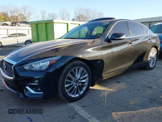 2019 Infiniti Q50 3.0t LUXE with VIN JN1EV7AP7KM518181, listed as a IAAI auction lot 41355248 with 161,514 mi miles. Bid and sale history available at carsss.com. Image 18.