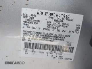 2016 Ford Edge SE с VIN 2FMPK3G90GBB58132, выставлен на аукционе IAAI как лот 42048795 с пробегом 90 618 миль миль и . История ставок и продаж доступна на DreamBid. Изображение 9.
