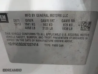 2014 Chevrolet Cruze LS with VIN 1G1PA5SG5E7207414, listed as a IAAI auction lot 41767277 with 220,195 mi miles. Bid and sale history available at carsss.com. Image 9.