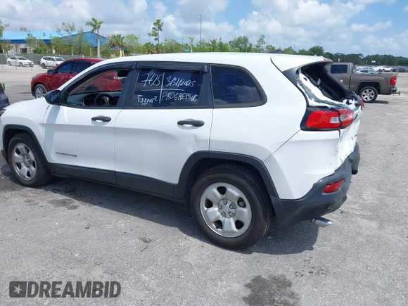 2017 Jeep Cherokee Sport with VIN 1C4PJLAB6HW661103, listed as a IAAI auction lot 41945706 with 95,991 mi miles. Bid and sale history available at carsss.com. Image 3.