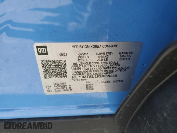 2024 Chevrolet TrailBlazer RS with VIN KL79MTSL1RB068360, listed as a Copart auction lot 47034955 with 8,091 mi miles and Salvage Title. Bid and sale history available at carsss.com. Image 16.