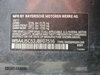 2018 BMW 4 Series 440i with VIN WBA4J5C53JBF07516, listed as a Copart auction lot 86118784 with 154,460 mi miles and Salvage Title. Bid and sale history available at DreamBid. Image 14.