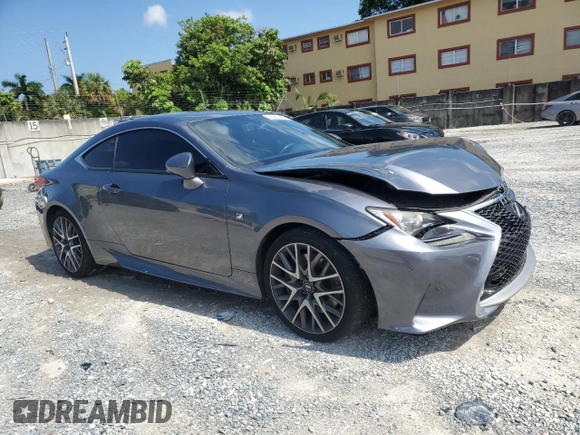 2015 Lexus RC 350 F Sport with VIN JTHHE5BC6F5005769, listed as a Copart auction lot 55967405 with 90,572 mi miles and Salvage title. Bid and sale history available at DreamBid. Image 4.
