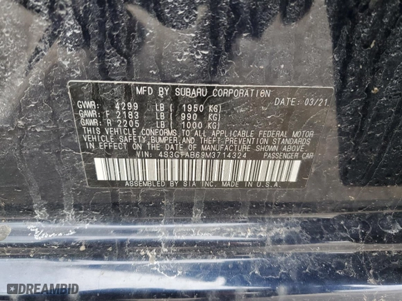 2021 Subaru Impreza with VIN 4S3GTAB69M3714324, listed as a Copart auction lot 51435315 with 40,805 mi miles and Salvage Title. Bid and sale history available at carsss.com. Image 15.