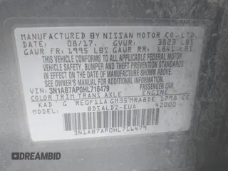 2017 Nissan Sentra SR with VIN 3N1AB7AP0HL716479, listed as a IAAI auction lot 42563054 with 112,307 mi miles and . Bid and sale history available at DreamBid. Image 9.