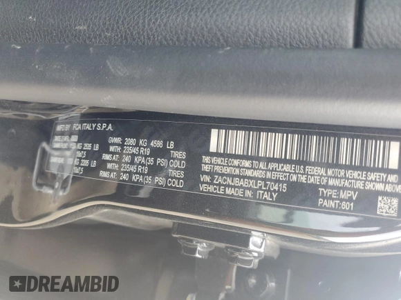 2020 Jeep Renegade Jeepster with VIN ZACNJBABXLPL70415, listed as a Copart auction lot 62847513 with 36,603 mi miles and Salvage Title. Bid and sale history available at carsss.com. Image 13.