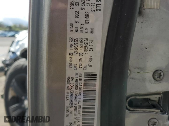 2016 Jeep Compass Sport with VIN 1C4NJCBA8GD568994, listed as a Copart auction lot 53832215 with 141,619 mi miles and Salvage title. Bid and sale history available at DreamBid. Image 14.
