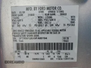 2009 Ford F-150 XL with VIN 1FTRW128X9FA85194, listed as a Copart auction lot 47209825 with 221,445 mi miles and Salvage Title. Bid and sale history available at carsss.com. Image 13.