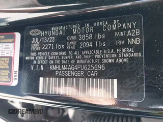 2023 Hyundai Elantra SEL with VIN KMHLM4AG4PU625696, listed as a IAAI auction lot 42076443 with 11,752 mi miles and . Bid and sale history available at DreamBid. Image 9.