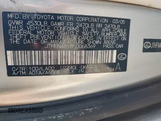 2005 Lexus SC 430 с VIN JTHFN48Y850068369, выставлен на аукционе IAAI как лот 42423130 с пробегом 131 718 миль миль и . История ставок и продаж доступна на DreamBid. Изображение 9.