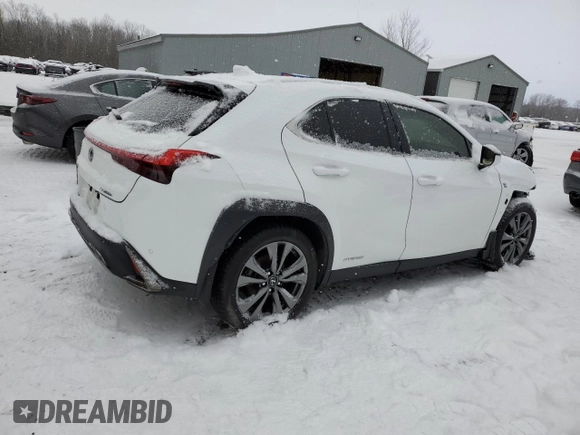 2020 Lexus UX 250h F Sport z VIN JTHR9JBH0L2031472, wystawiony jako Copart lot #87076054 z przebiegiem 110 396 mil mil oraz Szkoda całkowita • Salvage title. Historia ofert i sprzedaży dostępna na DreamBid. Obrazek 3.