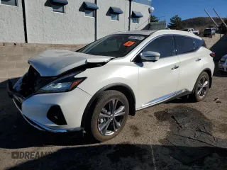 2021 Nissan Murano Platinum z VIN 5N1AZ2DS3MC147348, wystawiony jako Copart lot #82631594 z przebiegiem Nie podano mil oraz Szkoda całkowita • Salvage title. Historia ofert i sprzedaży dostępna na DreamBid. Obrazek 1.