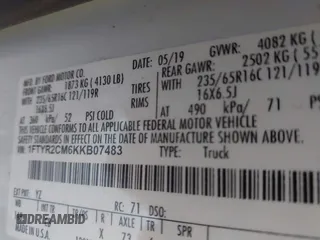 2019 Ford Transit with VIN 1FTYR2CM6KKB07483, listed as a IAAI auction lot 40104500 with Not Provided miles. Bid and sale history available at carsss.com. Image 9.