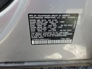 2021 Volkswagen Atlas SE z VIN 1V2HR2CA6MC542411, wystawiony jako Copart lot #48474425 z przebiegiem 96 094 mil mil oraz Tytuł czysty. Historia ofert i sprzedaży dostępna na DreamBid. Obrazek 13.