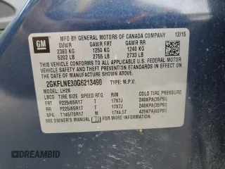 2016 GMC Terrain SLE with VIN 2GKFLNE30G6213490, listed as a Copart auction lot 52666625 with 133,354 mi miles and Salvage Title. Bid and sale history available at carsss.com. Image 16.