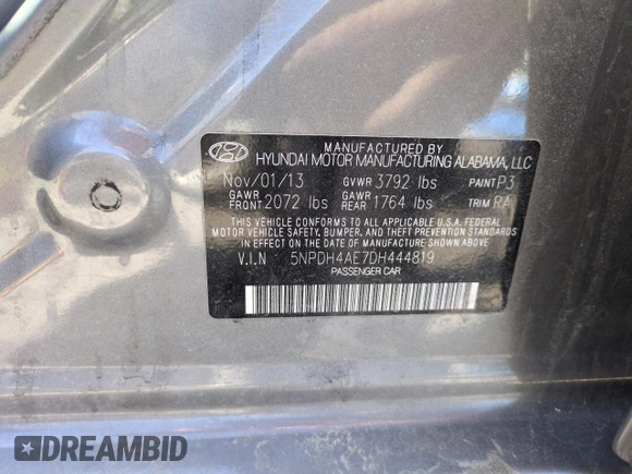 2013 Hyundai Elantra Limited z VIN 5NPDH4AE7DH444819, wystawiony jako Copart lot #53294505 z przebiegiem 117 342 mil mil oraz Szkoda całkowita • Salvage title. Historia ofert i sprzedaży dostępna na DreamBid. Obrazek 12.