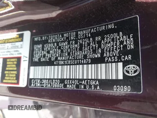 2014 Toyota Avalon Limited z VIN 4T1BK1EB5EU114879, wystawiony jako IAAI lot #42445782 z przebiegiem 168 761 mil mil oraz . Historia ofert i sprzedaży dostępna na DreamBid. Obrazek 9.