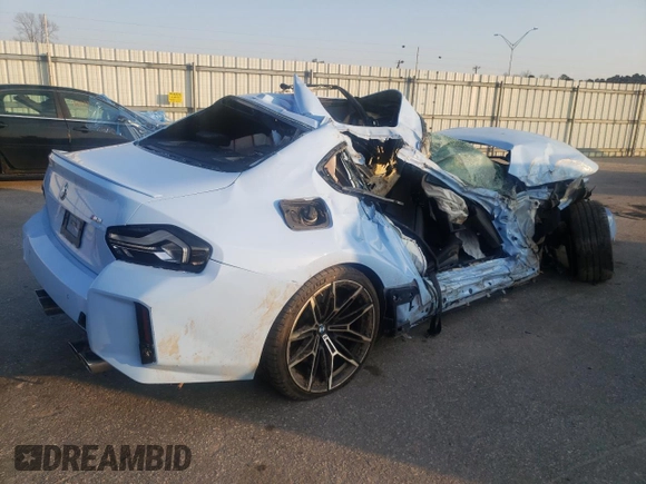 2023 BMW M2 with VIN 3MF13DM09P8D64590, listed as a Copart auction lot 44080105 with 0 mi miles and Salvage Title. Bid and sale history available at carsss.com. Image 3.