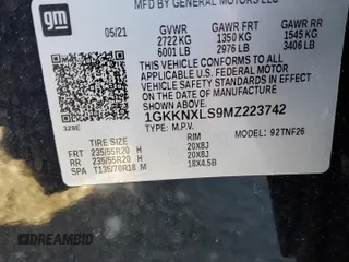 2021 GMC Acadia Denali with VIN 1GKKNXLS9MZ223742, listed as a Copart auction lot 44732335 with 54,007 mi miles and Salvage title. Bid and sale history available at DreamBid. Image 13.