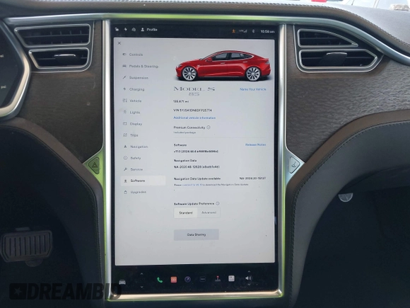 2013 Tesla Model S with VIN 5YJSA1DN8DFP25774, listed as a IAAI auction lot 41998095 with 135,671 mi miles and . Bid and sale history available at carsss.com. Image 19.