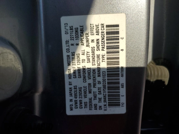2014 Acura RLX Technology with VIN JH4KC1F58EC001023, listed as a Copart auction lot 62831665 with 226,484 mi miles and Salvage title. Bid and sale history available at DreamBid. Image 12.