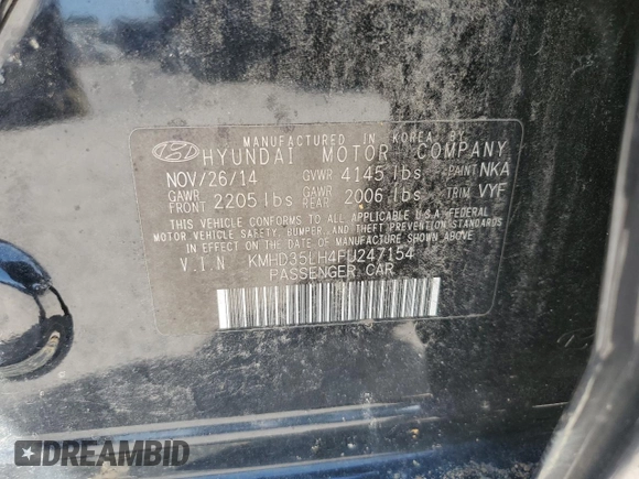 2015 Hyundai Elantra GT with VIN KMHD35LH4FU247154, listed as a Copart auction lot 68653354 with 92,597 mi miles and Salvage Title. Bid and sale history available at carsss.com. Image 15.
