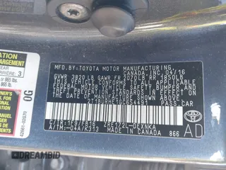 2016 Toyota Corolla L z VIN 2T1BURHE1GC654491, wystawiony jako IAAI lot #41273801 z przebiegiem Nie podano mil oraz . Historia ofert i sprzedaży dostępna na DreamBid. Obrazek 9.