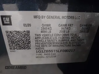 2020 Chevrolet Malibu LS with VIN 1G1ZB5ST5LF080217, listed as a IAAI auction lot 42122593 with 80,579 mi miles and . Bid and sale history available at DreamBid. Image 9.