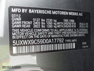 2013 BMW X3 xDrive28i with VIN 5UXWX9C59D0A17792, listed as a IAAI auction lot 41902533 with 63,104 mi miles. Bid and sale history available at carsss.com. Image 9.