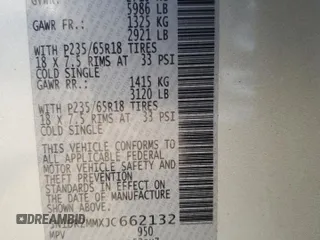 2018 Nissan Pathfinder SV z VIN 5N1DR2MMXJC662132, wystawiony jako Copart lot #54442685 z przebiegiem 81 141 mil mil oraz Szkoda całkowita • Salvage title. Historia ofert i sprzedaży dostępna na DreamBid. Obrazek 13.